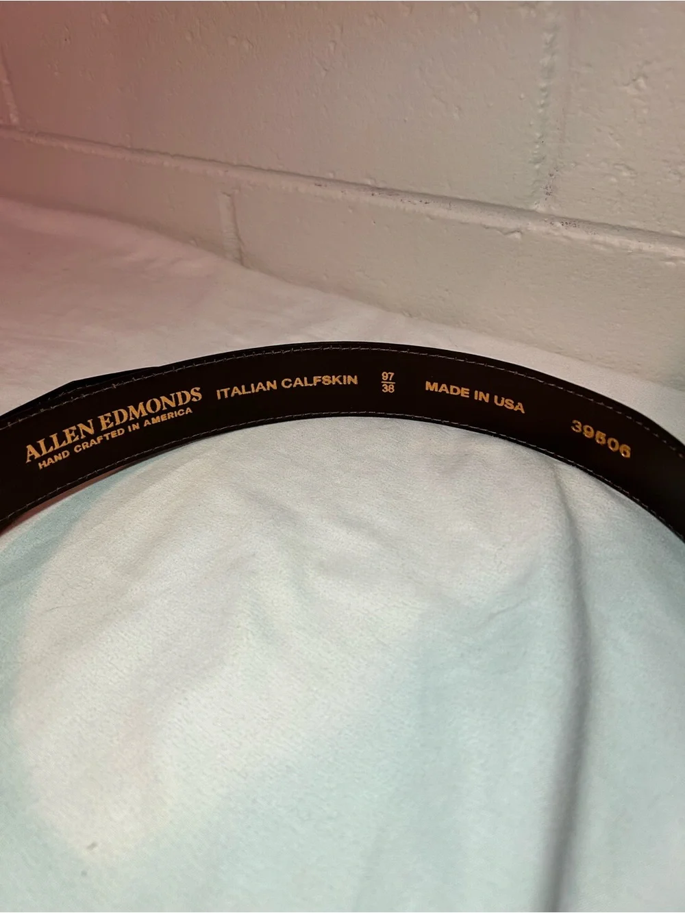 Allen Edmonds Brown Leather Belt with Brushed Silver Buckle 97/38